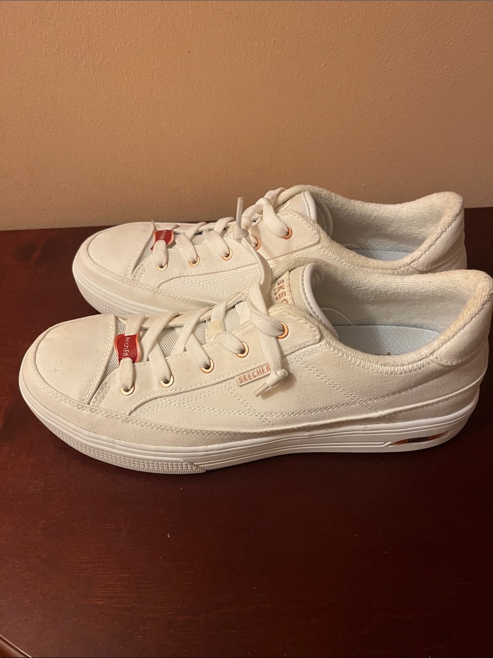 Skechers Ivory Canvas Arch Fit Lace-Up Sneakers - Picture 4 of 8